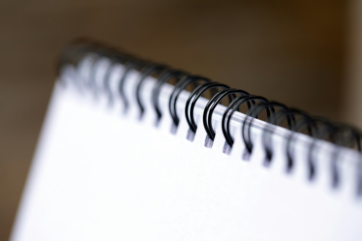 Close-up of spiral book binding