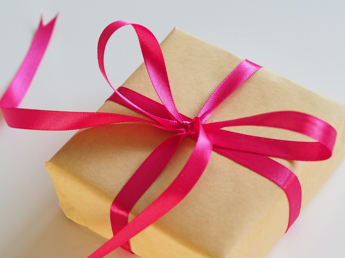 Gift box wrapped with a ribbon bow